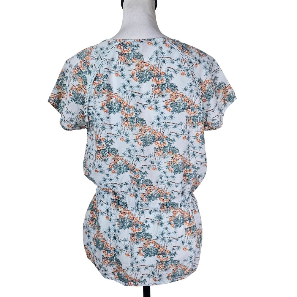 Toad&Co Short Sleeve Blouson Top M Floral Print‎ Lightweight Cottagecore Prairie - Picture 3 of 11